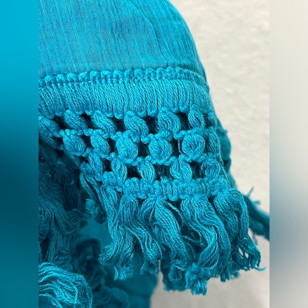 Umgee Teal Sleeveless Boho Tunic Macrame Detail Soze Large - Picture 5 of 8